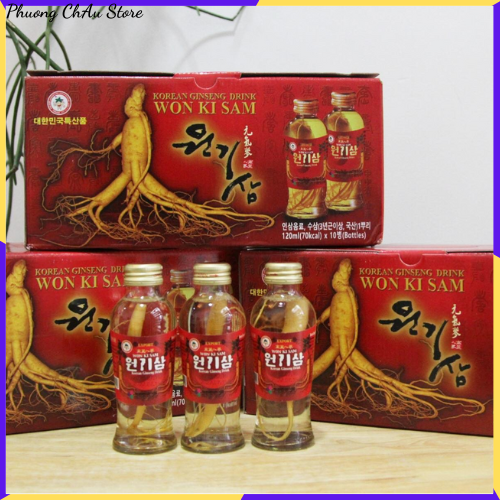 Nước sâm có củ wonkisam hàn quốc 10 chai x 120ml - nước uống bổ dưỡng từ sâm hàn quốc