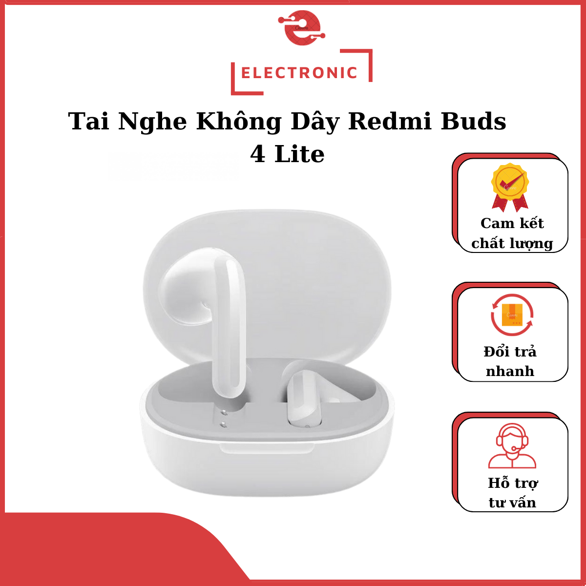 Tai Nghe Không Dây Redmi Buds 4 Lite Kết Nối Bluetooth 5.3 Nhét Tai Lọc Tiếng Ồn Pin Dài Nhỏ Gọn cho Redmi xiaomi và các dòng điện thoại