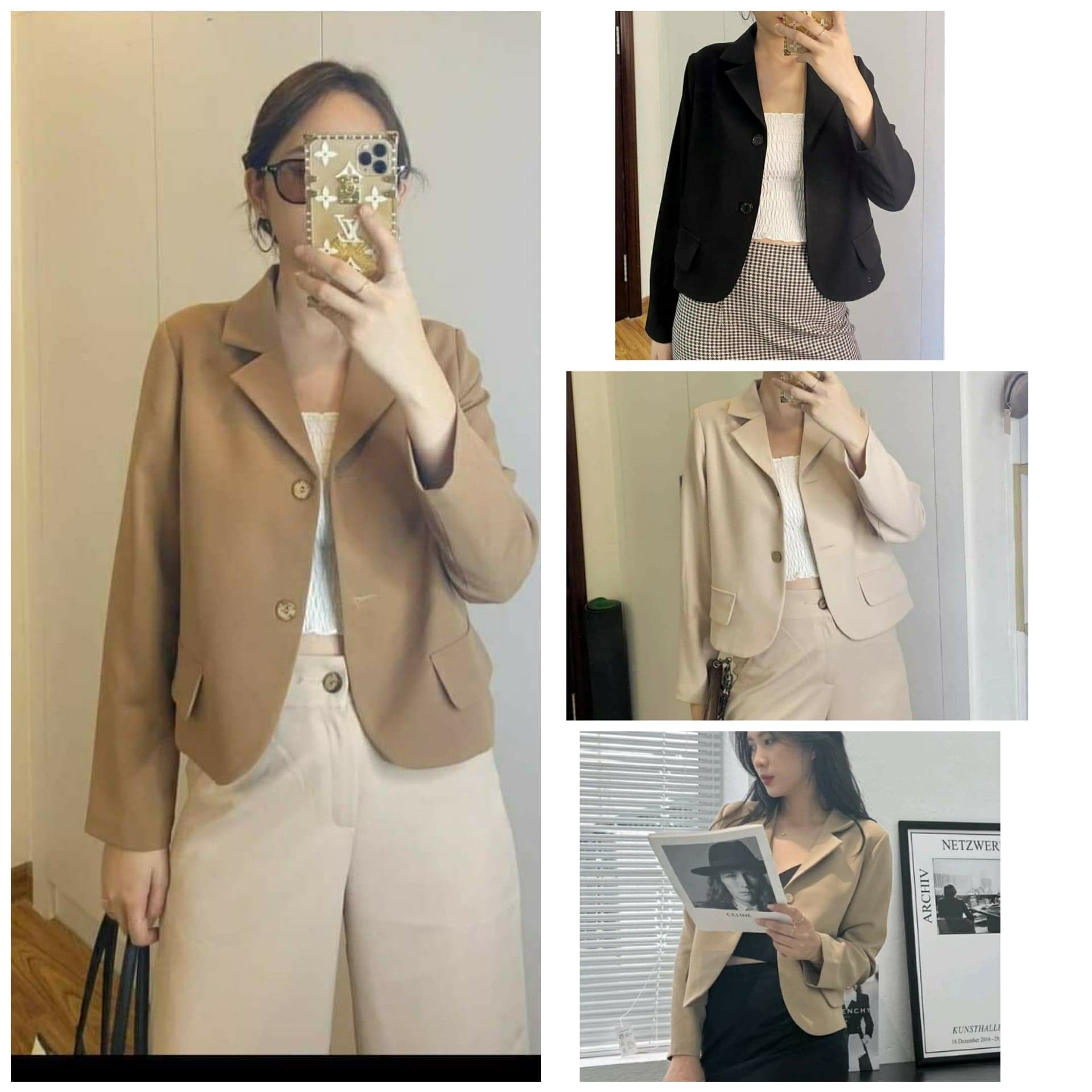 áo khoác blazer dáng ngắn 2 lớp