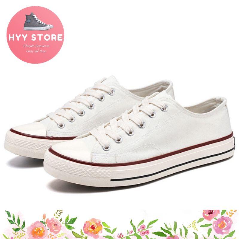 Giày conve trắng cổ thấp - hyy store (giày conve cho nam nữ - giày thể thao đẹp, cá tính- giày conve giảm giá - giày conve - giày vnxk - giày nam sneaker - giày nữ sneaker - giày nam - giày nữ)