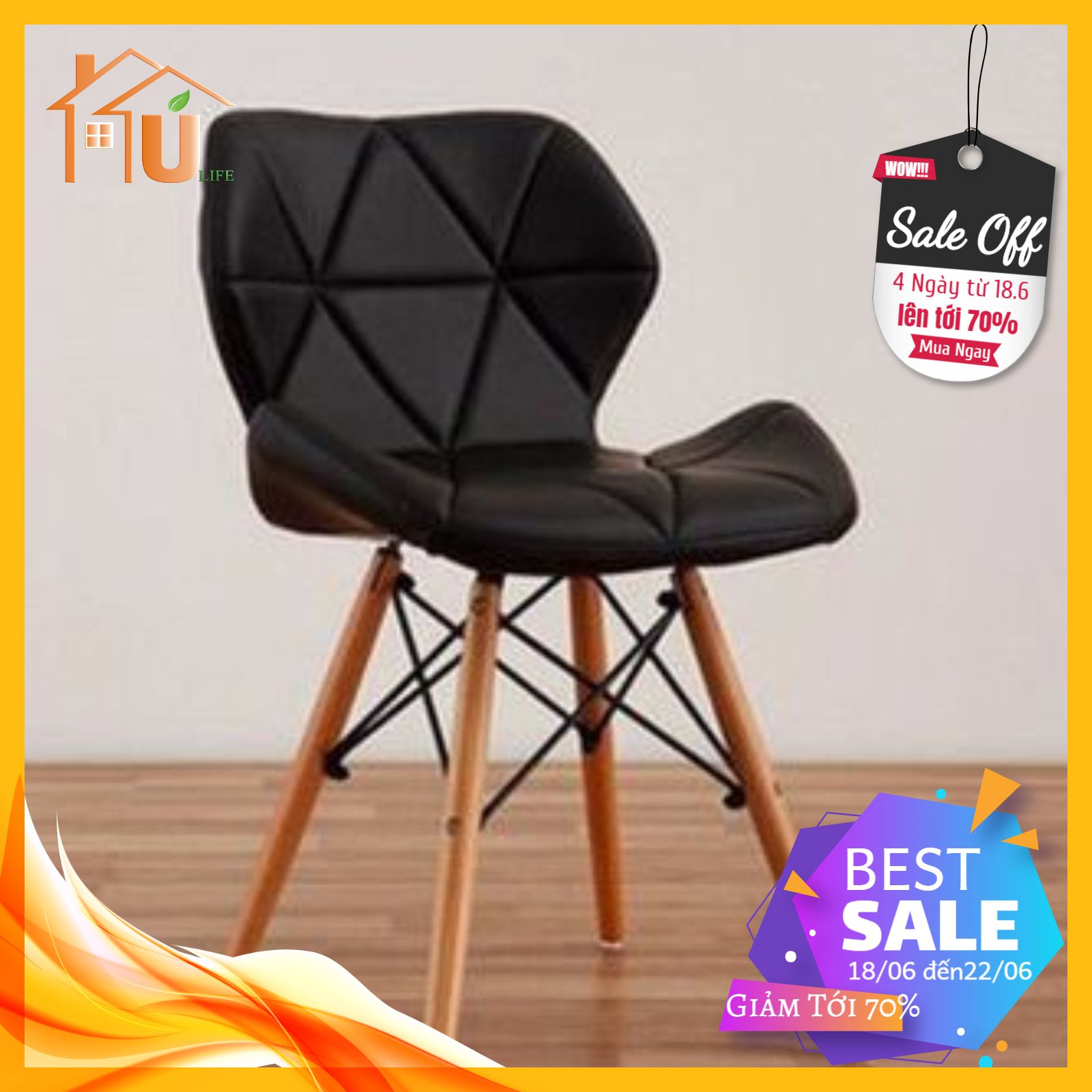 Ghế Eames cánh bướm bọc đệm , phủ da toàn bộ , Ghế cafe , ghế ăn , ghế văn phòng hiện đại