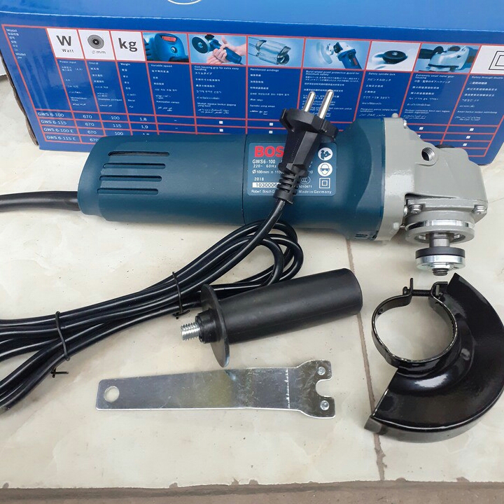 Máy mài, máy cắt Bosh GWS6 -100 có điều chỉnh tốc độ - Chuyên dùng để mài góc, cắt sắt, cưa gỗ, cắt gạch, cắt đá hoa cương trong gia đình hoặc công trình xây dựng