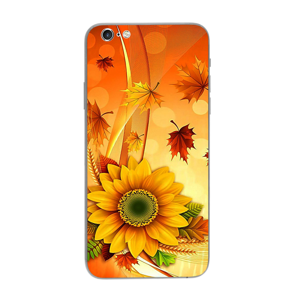 Ốp lưng dành cho điện thoại iPhone 6 Plus, 6S Plus in họa tiết Lá phong rơi trên hoa hướng dương
