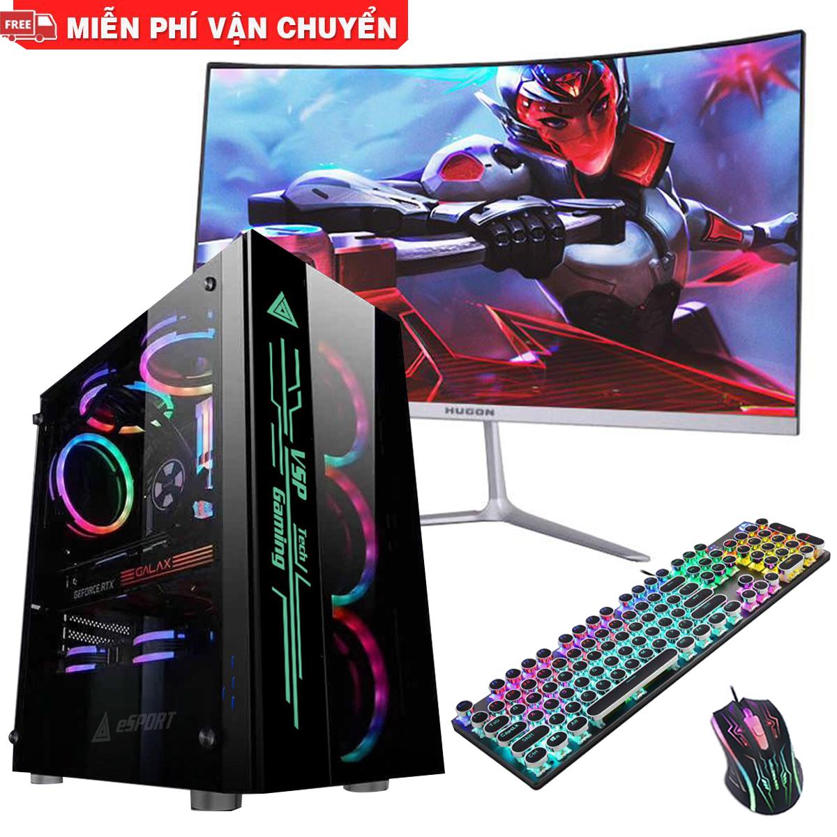 [Trả góp 0%]Bộ máy tính chơi Game MÀN HÌNH 27 IN CONG Chip intel core i7 6700 - i7 9700 trên main B365 H110 Ram đến 32G ổ SSD 240GB card rời vga GTX 1660 1650 rời cực mạnh pc gaming siêu đẹp thùng led gaming chơi game gata 5 fifa 4 pupg max seting siêu mư