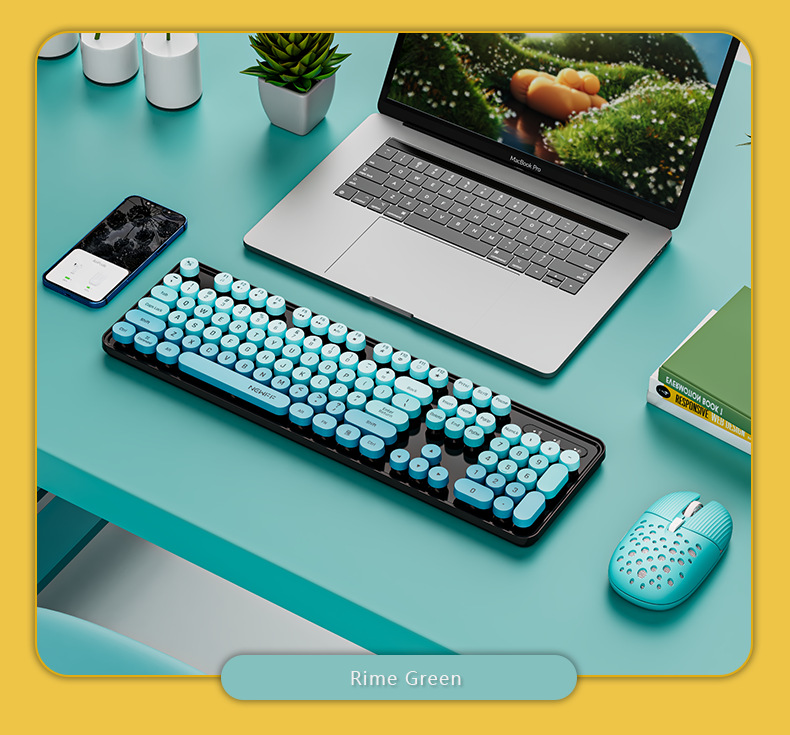 (Còn hàng) Bộ bàn phím chơi game Punk Cổ Điển Mới Bộ bàn phím và chuột chơi game USB không dây 2.4G Phụ kiện chơi game Bàn phím dễ thương tiện dụng **