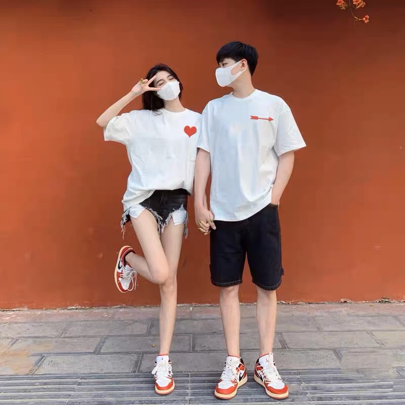Áo đôi hình trái tim, áo thun đôi, áo đôi nam nữ đơn giản