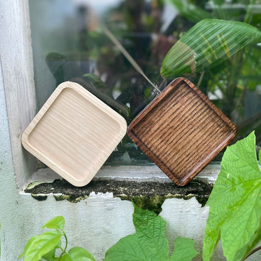 Lót ly gỗ / Khay gỗ để ly nước LUXI decor [FREE KHẮC LOGO]