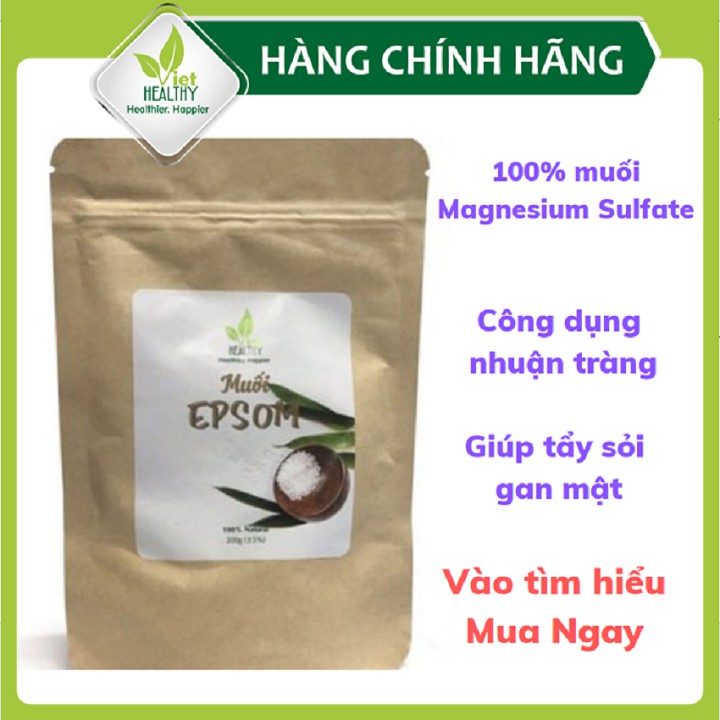 Muối epsom nguyên chất 200g Viet Healthy, giúp tẩy sỏi gan mật