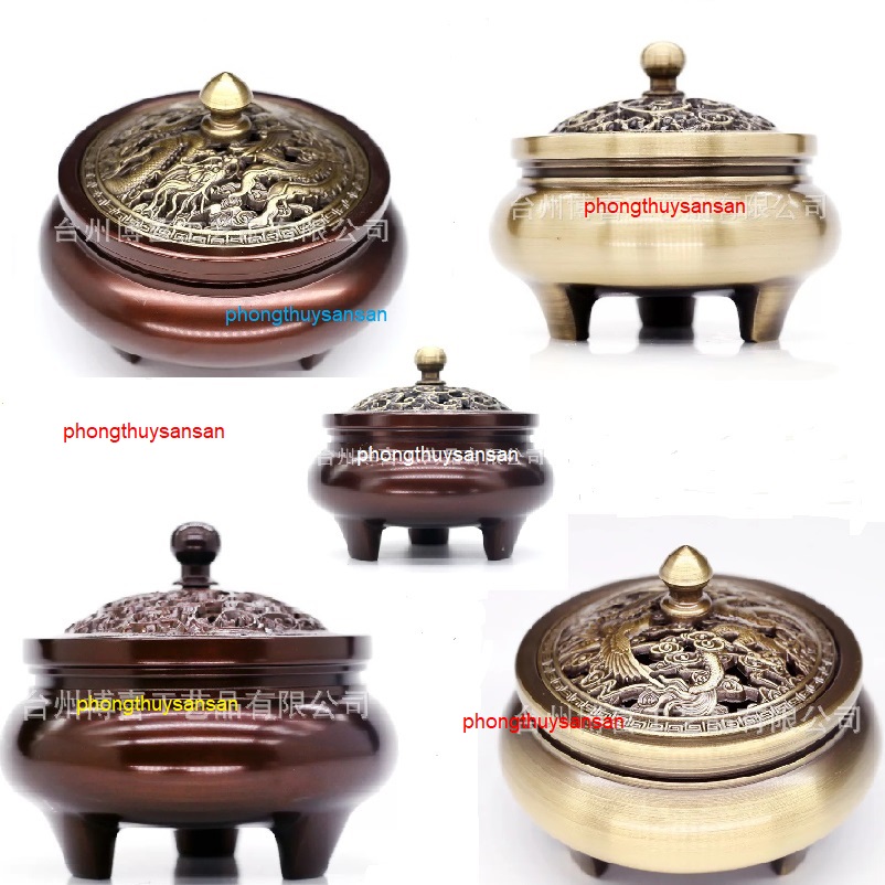 Lư Hương Đốt Trầm 3 Chân Chất Liệu Đồng Nguyên Khối - (LH500G)
