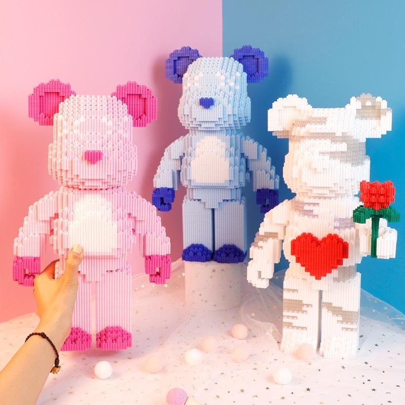 Đồ chơi lego lắp ráp mô hình gấu bạo lực bearbrick size 32cm đến 35cm.