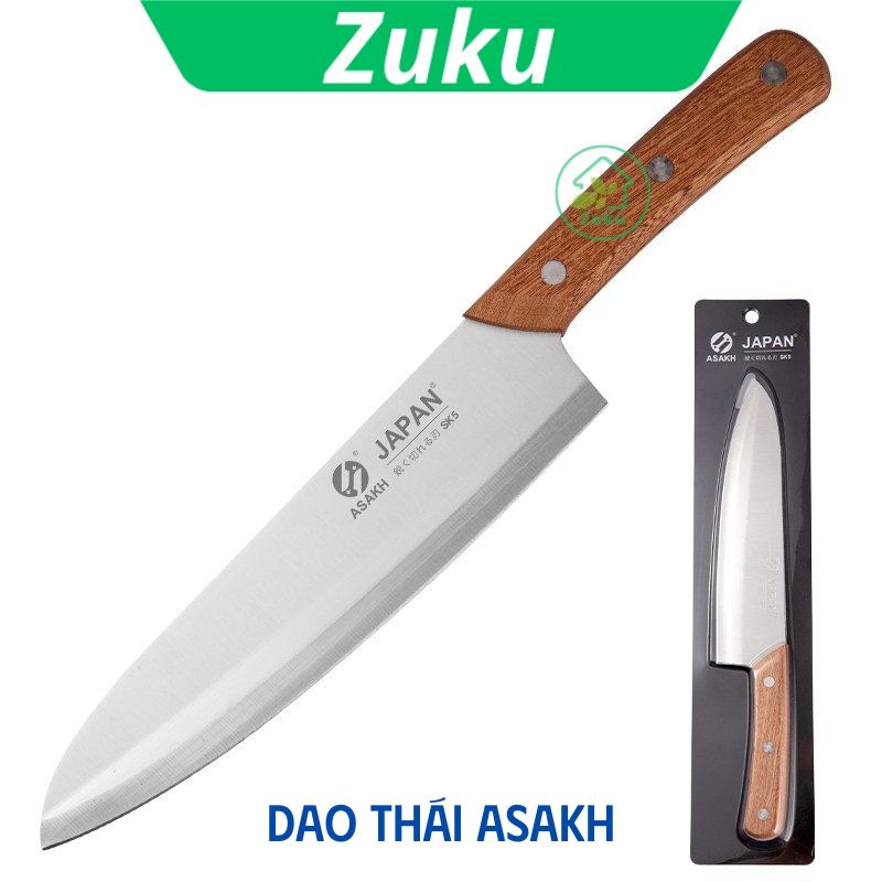 Dao thái thịt gọt hoa quả ASAKH - Chuẩn dao Nhật Bản thép SK5, chuôi cán gỗ ép 3 đinh tán