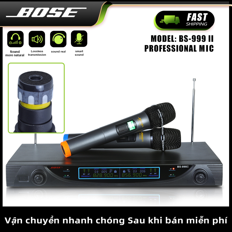 Mic Không Dây Bose BS - 999II UHF - Đầu Thu, Chống Hú, Chống Rè Cực Tốt, Bắt Sóng Cực Mạnh, Âm Thanh Tự Nhiên Và Chân Thực, Thiết Kế Đẹp,Tiết Kiệm Pin