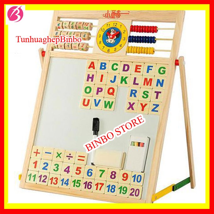 Bảng gỗ giáo dục 2 mặt nam châm cho bé học chữ cái