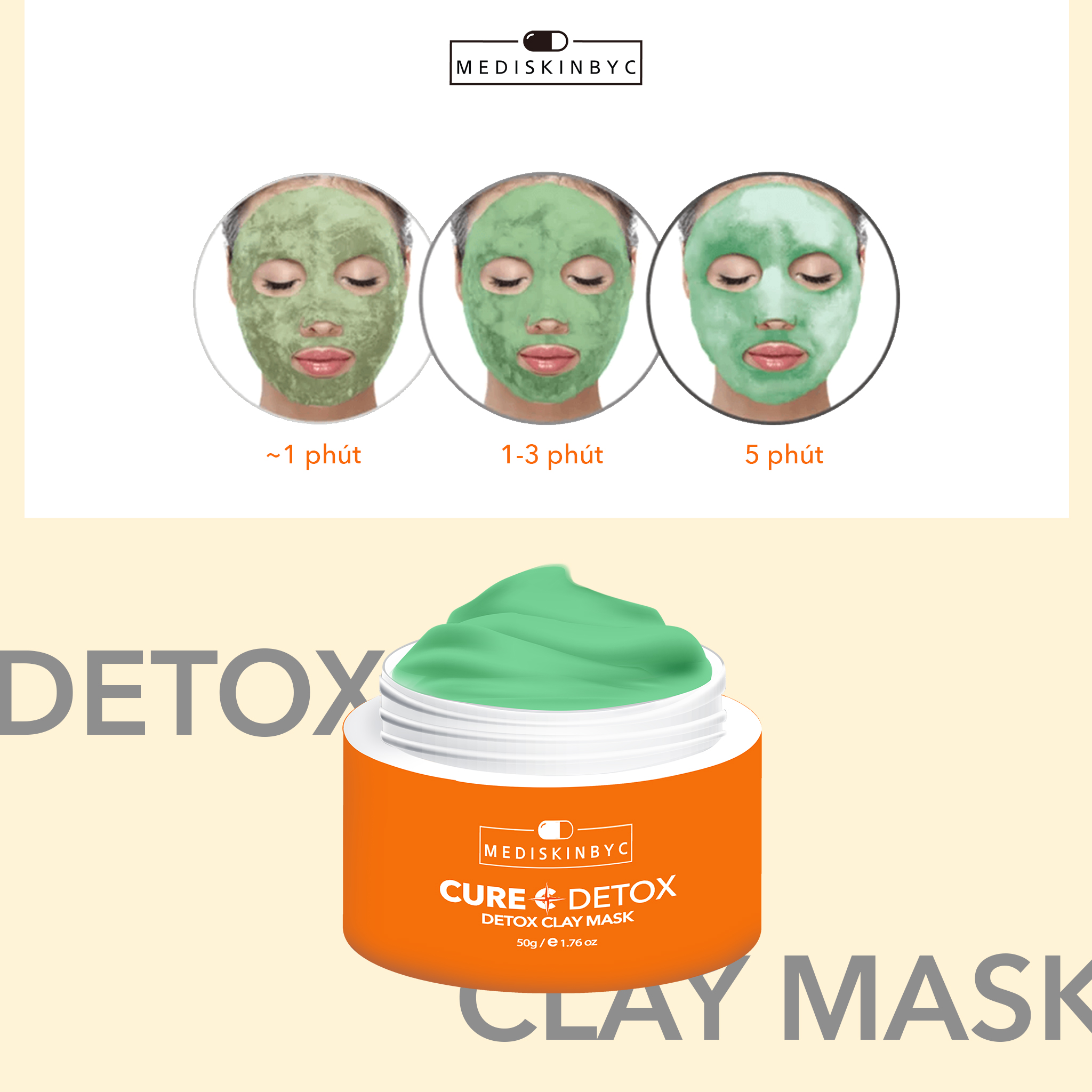 Mặt nạ thải độc làm trắng da Cure C+ Mediskinbyc 50g