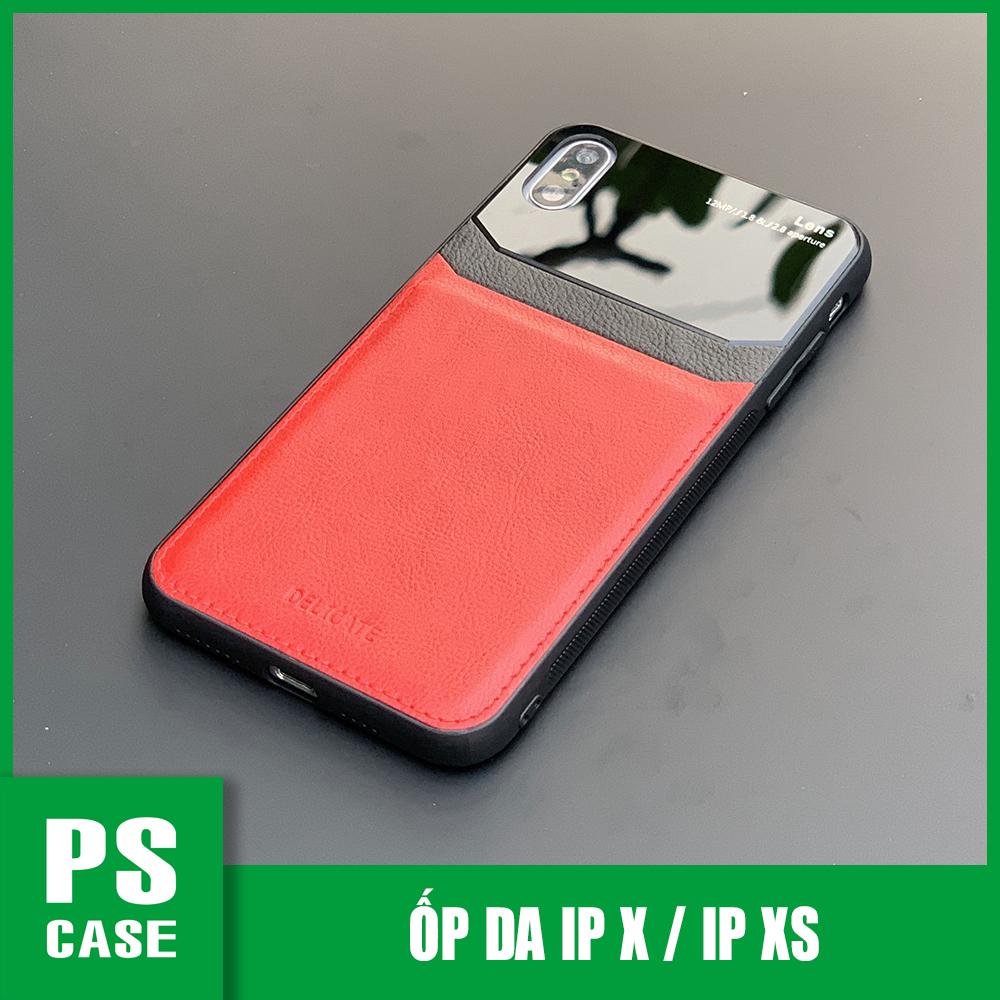 Ốp lưng da kính cao cấp dành cho iphone x / iphone xs - màu đỏ - ps case phân phối