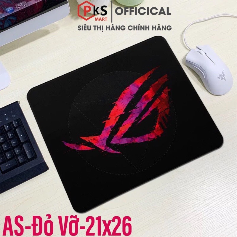 Lót Chuột, Pad Chuột Gaming Cỡ Lớn, Nhỏ ASUS-ROG 80x30x2mm 210x260x2mm Bo Viền Chắc Chắn Đế Cao Su - PKSMART