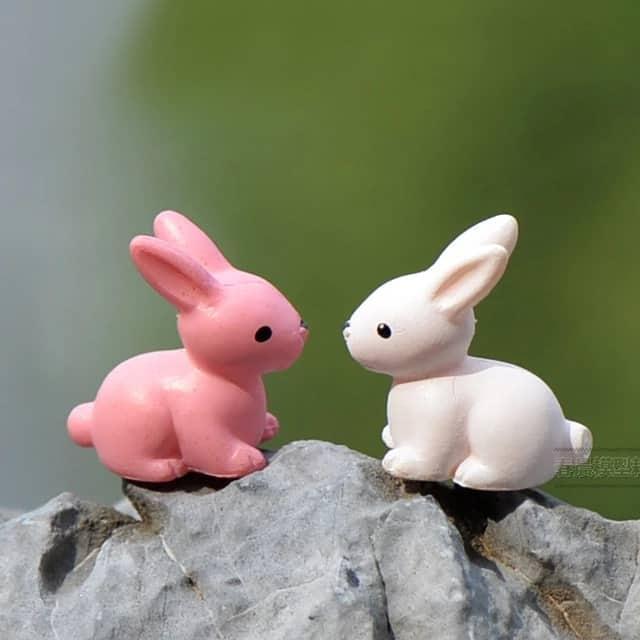 [HCM]Phụ Kiện Tiểu Cảnh Thỏ Con (2 CHÚ) Trang Trí Terrarium Sen Đá Xương Rồng charm slime