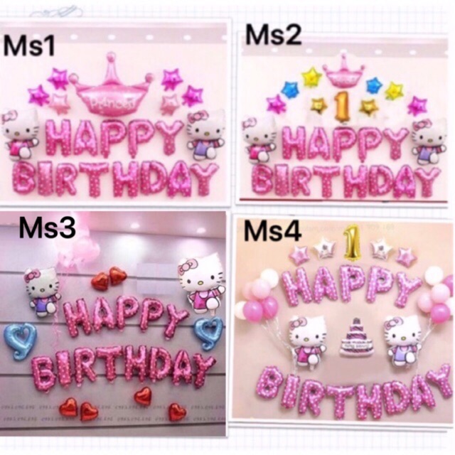 Set bóng trang trí sinh nhật hello kitty- set 8C