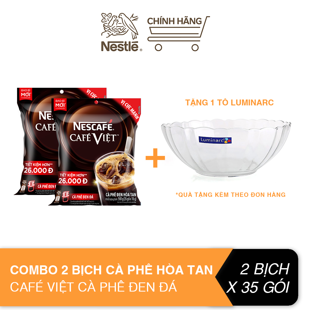 Combo 2 Bịch cà phê hòa tan NESCAFÉ Café Việt CÀ PHÊ ĐEN ĐÁ