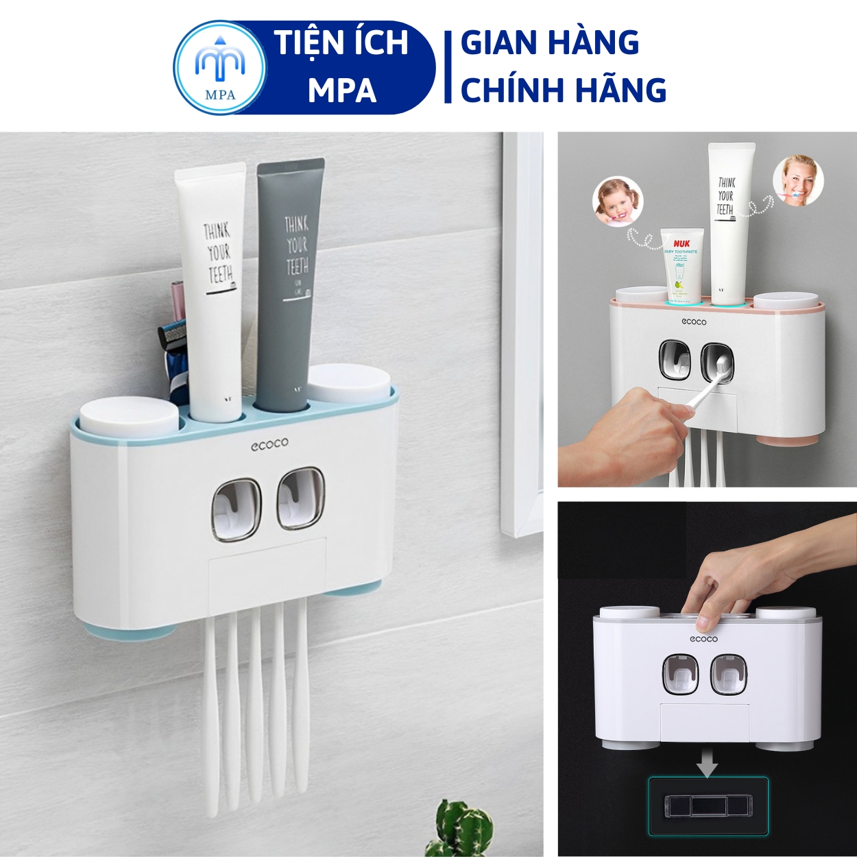 Kệ Nhả Kem Đánh Răng Cao cấp ECOCO (kiêm đựng bàn chải) - Sang trọng, Tiện dụng