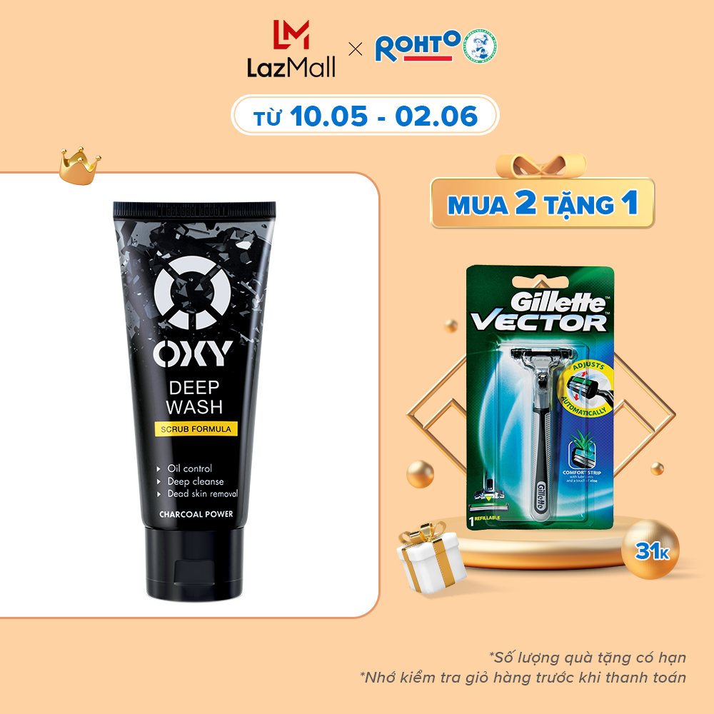 Sữa rửa mặt có hạt sạch sâu oxy deep wash 100g , .