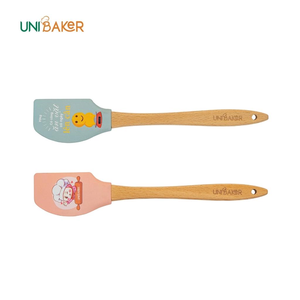 Phới vét unibaker tay cầm gỗ, lưỡi silicon các hình ngộ nghĩnh