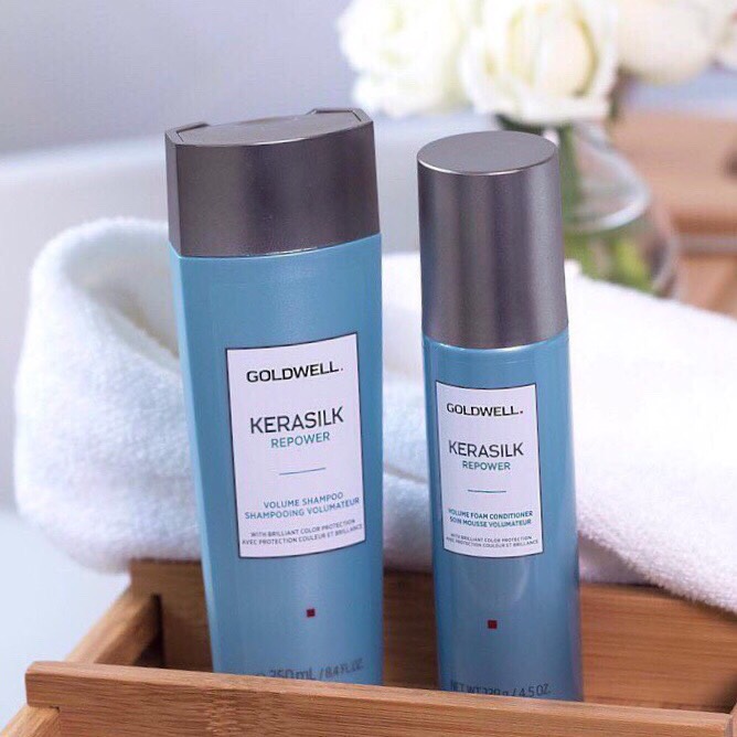Cặp dầu gội xả làm dày tăng phồng tóc goldwell kerasilk volume 250ml