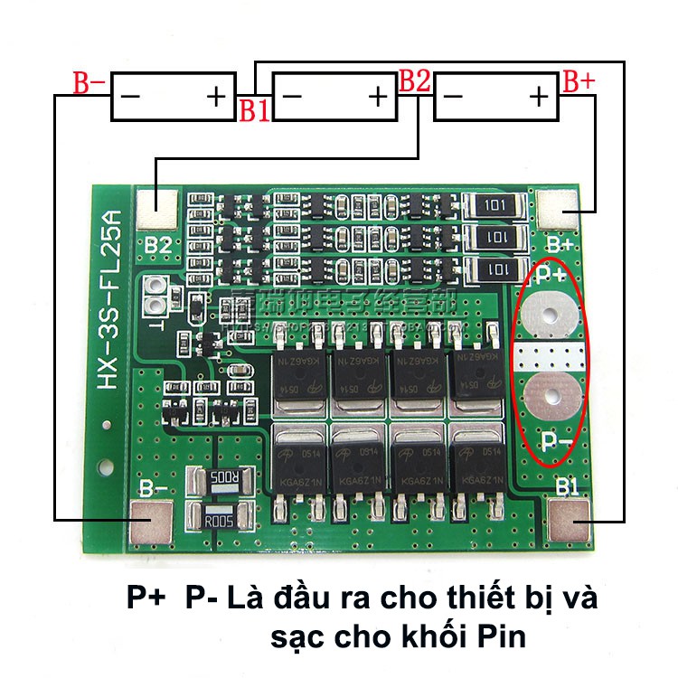 Mạch sạc cân bằng bảo vệ pin 3s - 25a - 30a