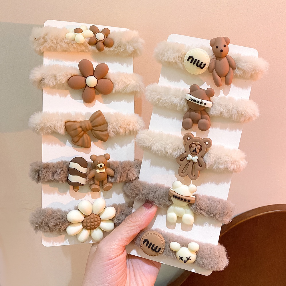 Set 05 dây chun buộc tóc lông nhung, đính icon siêu dễ thương