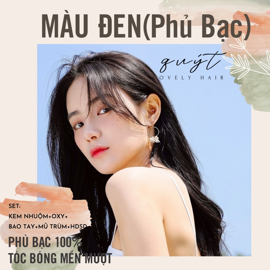 Thuốc nhuộm tóc phủ bạc-siêu mền mượt-màu đen tự nhiên