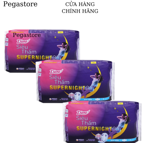 Băng vệ sinh Diana siêu thấm Supernight 35cm 3 miếng/gói -hàng có sẵn
