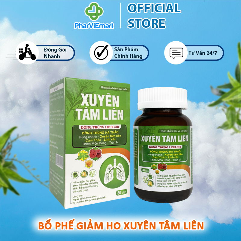 Hỗ trợ bổ phế giảm ho - viên uống thảo mộc xuyên tâm liên