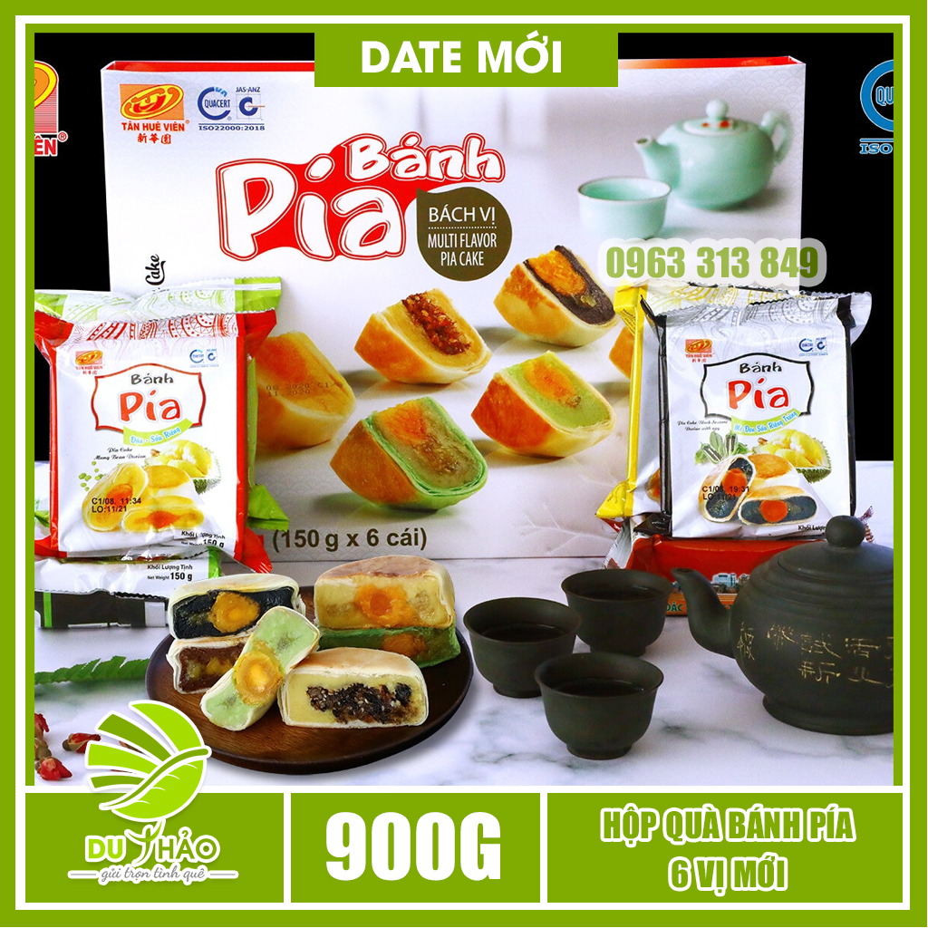 Bánh Pía Tân Huê Viên Thượng Hạng 6 bánh 6 vị - Hộp quà bánh pía làm quà tặng, đặc sản Sóc Trăng