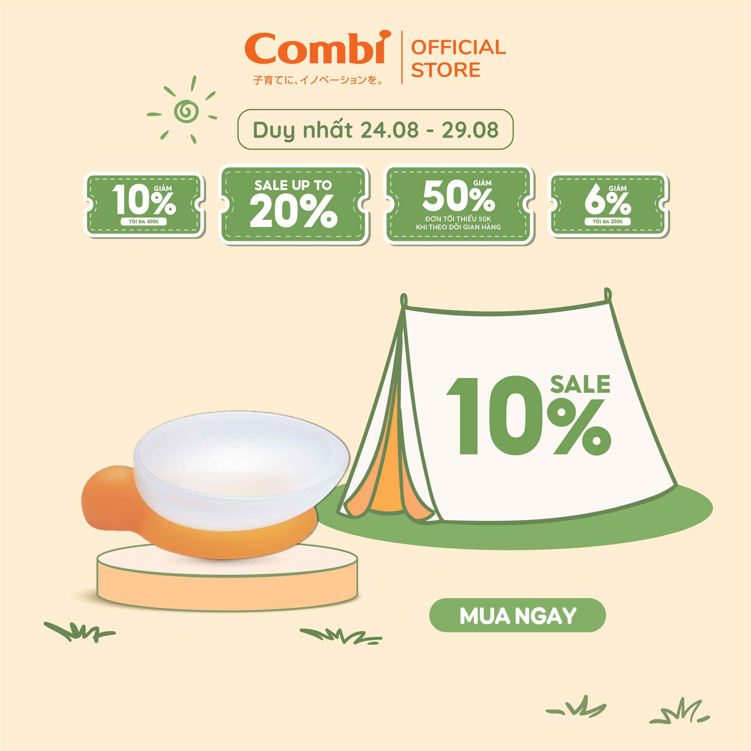Đĩa ăn hình trứng Combi