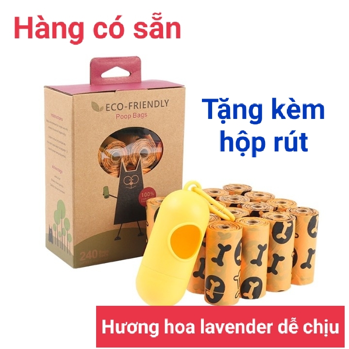 Hộp 16,18 cuộn túi vệ sinh hốt phân chó mèo hương thơm lavender