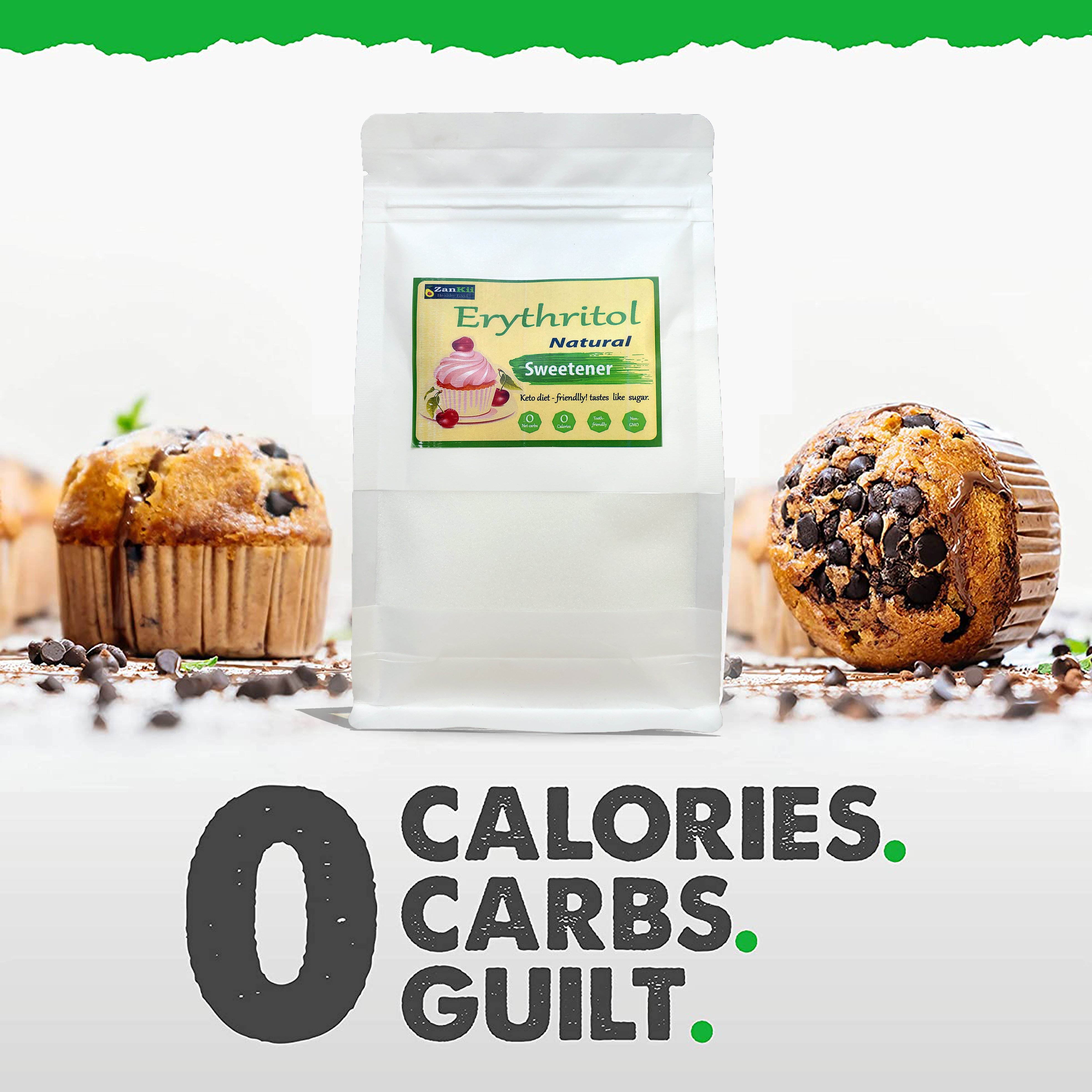 500G Đường Erythritol KETO ZANKII Đường Ăn Kiêng Cho Người Ăn Keto/DAS/Tiểu Đường/LowCarb