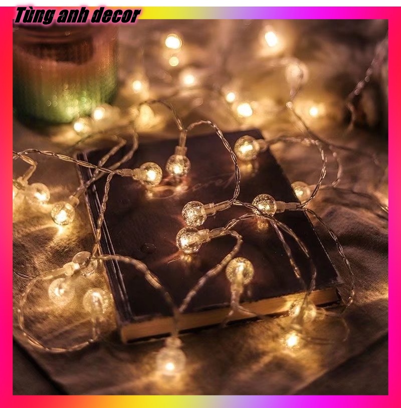 Dây đèn led bi bọt 5m 20 bóng cắm điện cg01 - đèn pha lê trang trí - đèn giọt nước trang trí nhà cửa