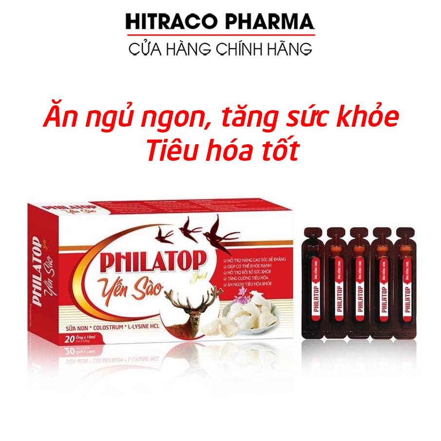 Siro Philatop Yến Sào Sữa Non giúp bé ăn ngon, ngủ ngon, tăng sức khỏe, sức đề kháng - Hộp 20 ống