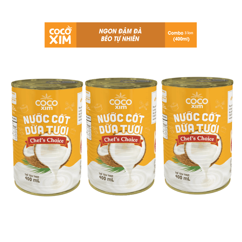Combo 3 Lon Nước cốt dừa Chef's Choice Cocoxim 400ml