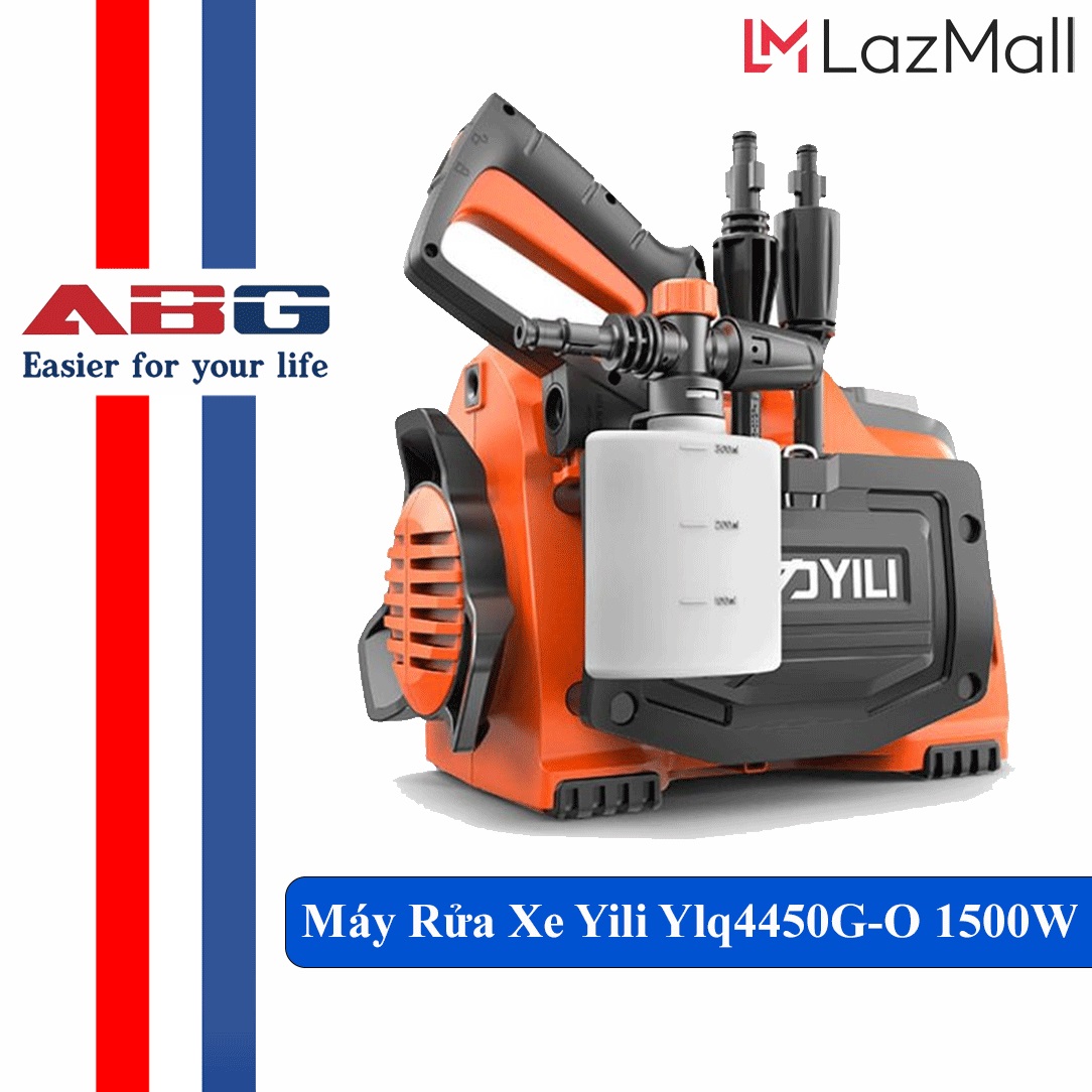 Máy Rửa Xe Áp Lực Cao Dùng Trong Gia Đình Yili Ylq4450G-O Động Cơ Lõi Từ Tặng Kèm Nhiều Phụ Kiện Dùng Rửa Xe Cao Áp Ô Tô Xe Máy Mini Bảo Hành 6 Tháng - Hàng Chính Hãng