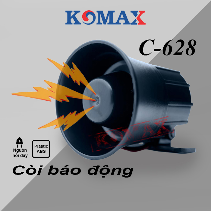CÒI HÚ CÓ 2 NGUỒN ĐIỆN ÁP 12V/220V C-628 - Tiếng Hú Lớn 135dB - Dùng cho báo động báo cháy, còi hú âm lượng lớn C-628