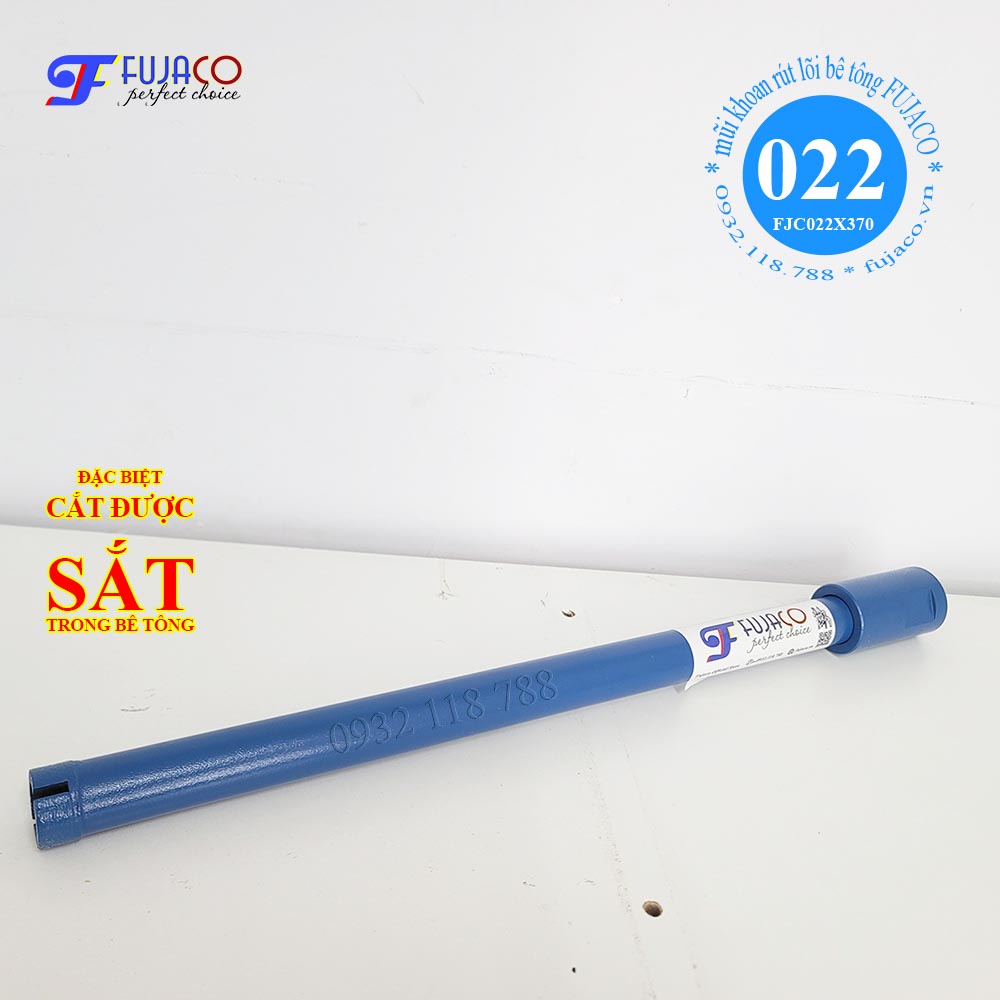 Mũi khoan rút lõi bê tông phi 22 x 370 mm khoét lỗ cắt sắt xuyên tường bê tông cốt thép fujaco fjc022x370