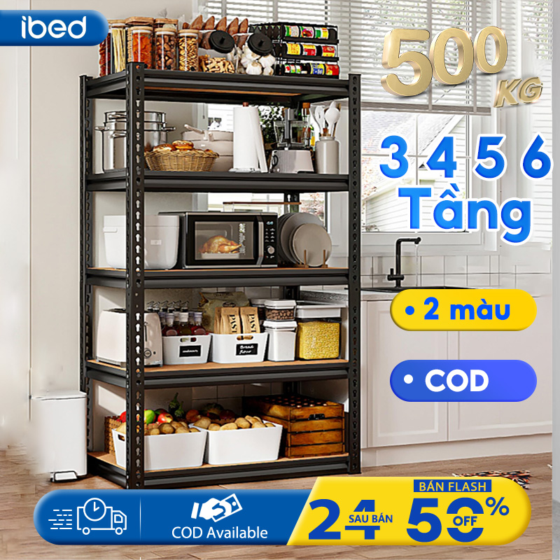 Ibed kệ sắt lỗ 3/4/5 tầng kệ sắt đồ đa năng đựng nhập khẩu để phòng khách, nhà bếp