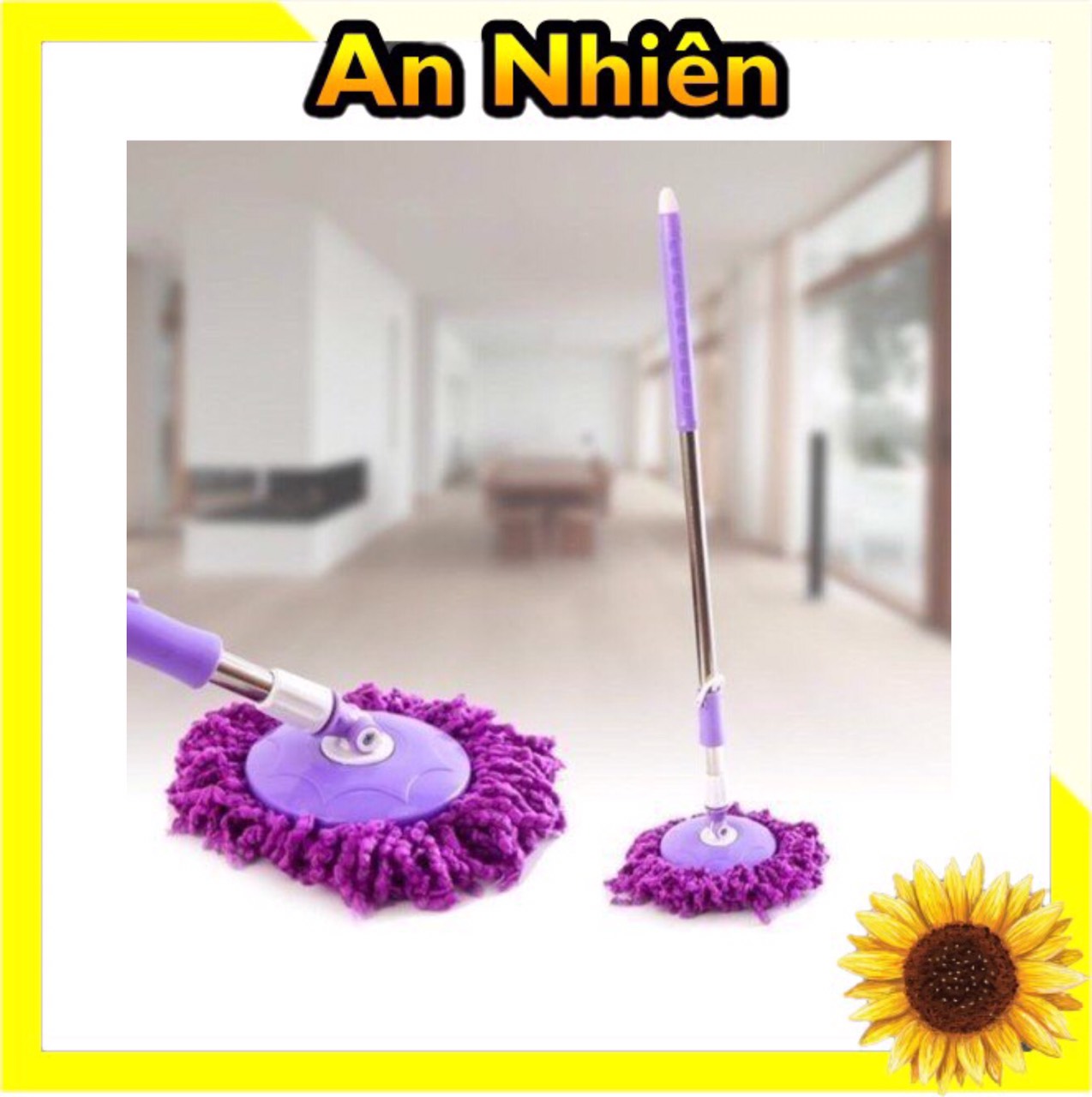 Cây lau nhà 360 độ mâm nhựa thân cây inox cao cấp màu ngẫu nhiên