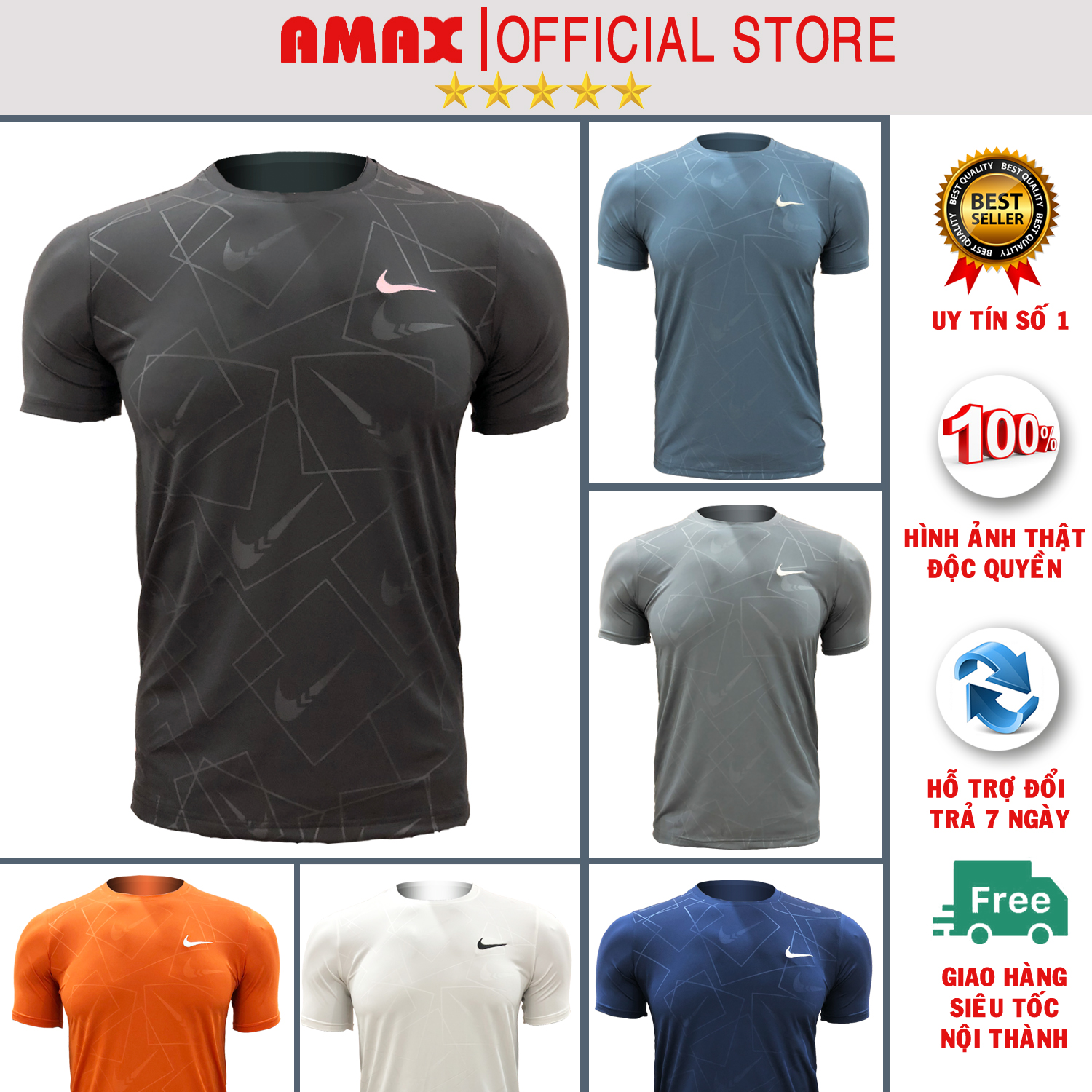 Áo phông nam cổ tròn tay ngắn thể thao Ni.ke cao cấp, áo thun nam cổ tròn đẹp có size lớn cho người mập big size