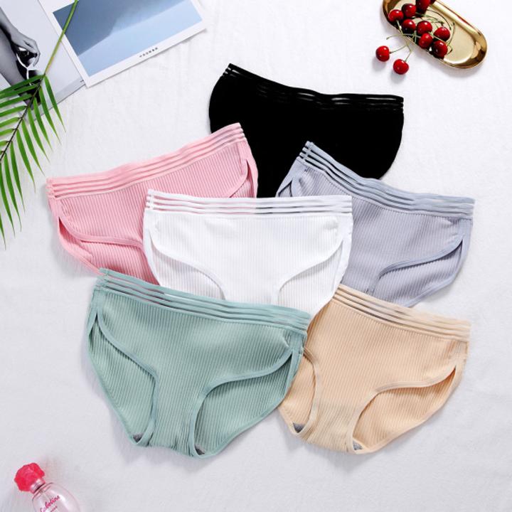 Combo 05 quần lót nữ gân tăm muji viền chéo - zqg02