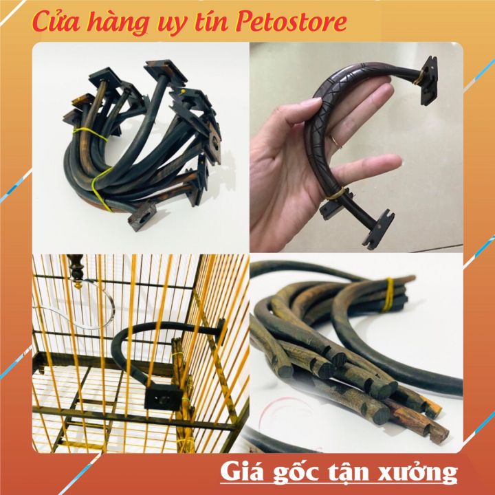 Phụ kiện lồng chim Petostore cầu góc gỗ mun PK47