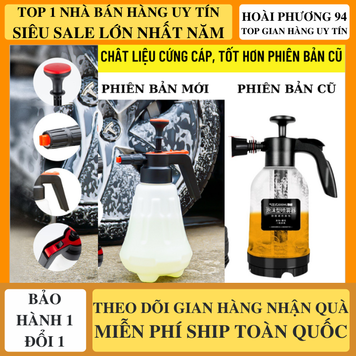 Bình xịt bọt tuyết bản mới dung tích 2 lít áp suất cao chất liệu siêu bền rửa xe ô tô, tưới cây dọn bếp bảo hành 12 tháng, bình xịt bọt tuyết cầm tay, bình tưới cây, bình rửa xe bọt tuyết