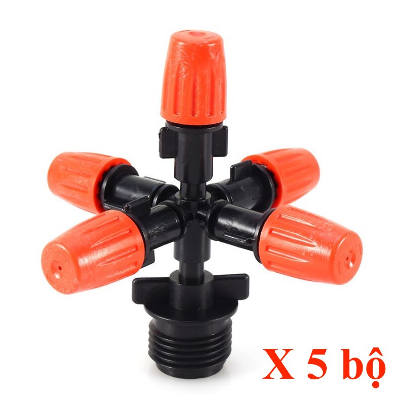 Combo 5 bộ đầu béc tưới mỗi bộ có 5 béc phun sương 5 tia dùng phun sương, tưới lan, phun sương làm mát sân vườn, nhà hàng, quán ăn, biệt thự ( Tổng 5 combo có 25 đầu phun sương có thể điều chỉnh)