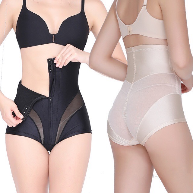 Quần gen nịt bụng định hình vòng eo lưng cao kéo khóa chất lụa cao cấp - đồ lót định hình siết eo - đai gen nịt bụng có khóa kéo ôm sát nâng mông
